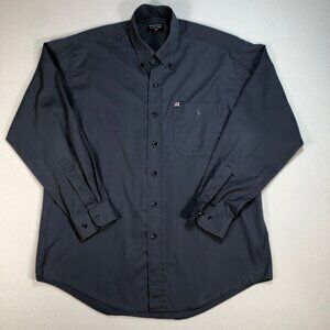 Polo Jeans Co Ralph Lauren Shirt Men's L Gray Button Down Pocket‎ Flag Pony RL